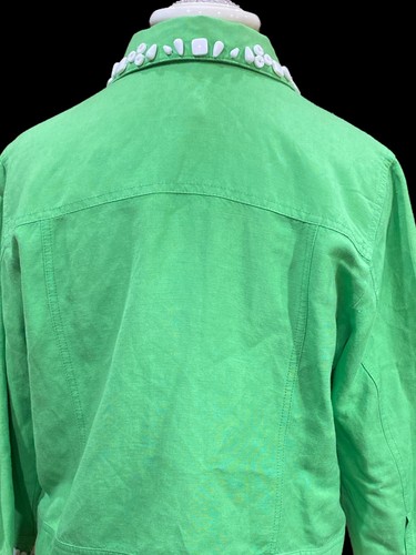 Ruby Rd Women's Button Front Jacket-Size 10P-Green/White-L sleeve - Picture 6 of 9