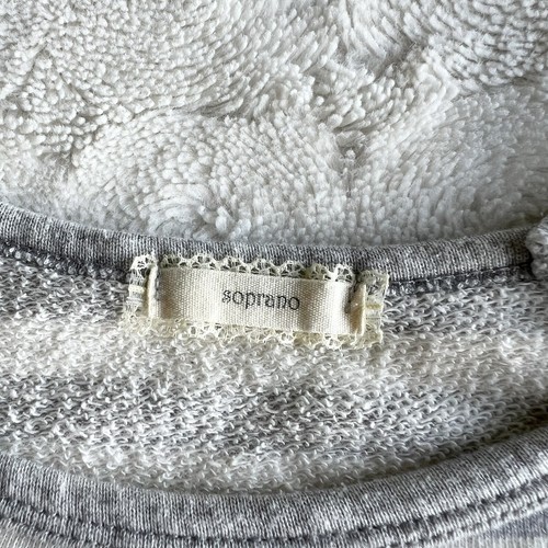 Soprano Sweater Girls Large Gray White Striped Long Sleeve Cotton Blend Pullover - Picture 8 of 9