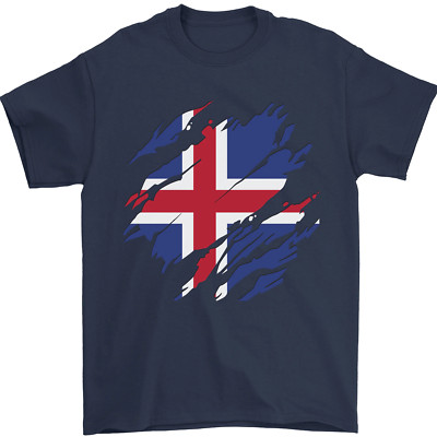 Zerrissen Iceland Flagge Icelander Tag Fußball Herren 100% Baumwolle