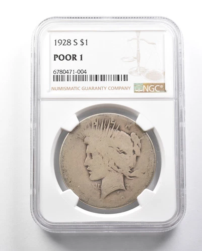 Poor 1 1928-S Peace Silver Dollar NGC P01 Lowball Low Ball Pocket Piece *4173