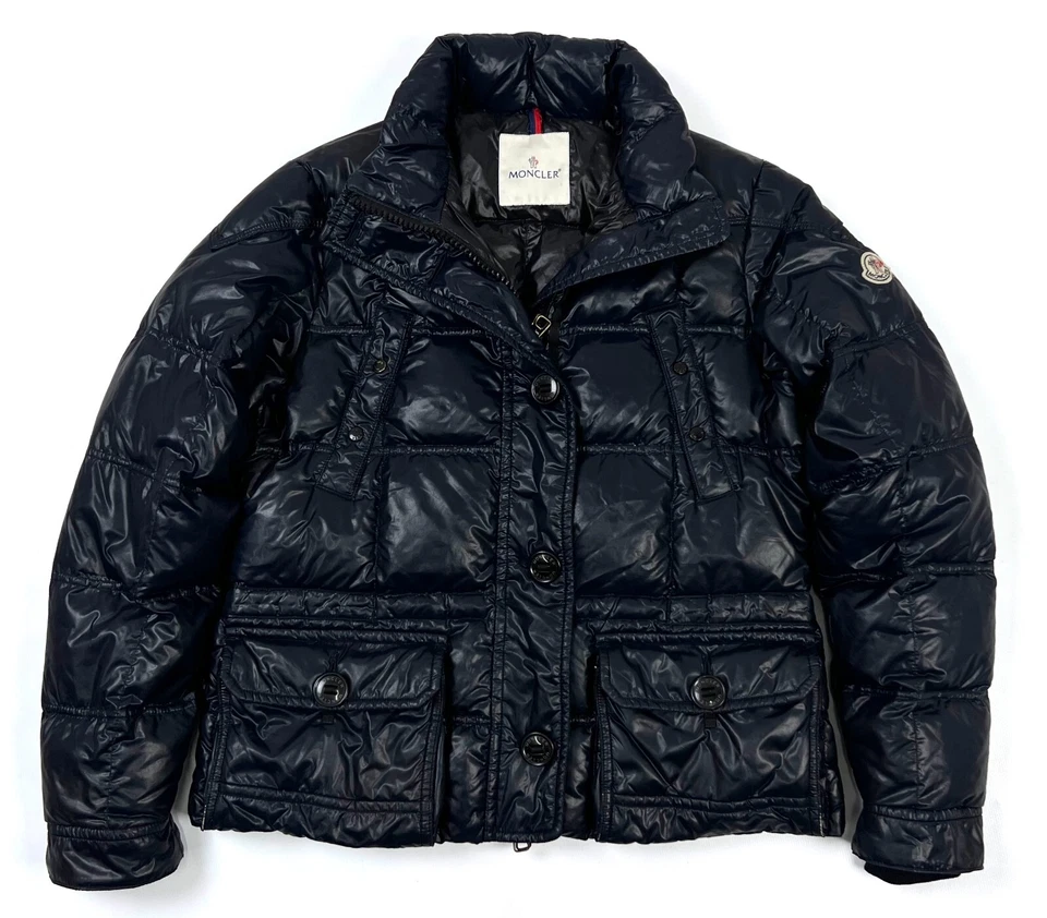 Auténtica chaqueta de bombardero informal acolchada azul MONCLER TRIANON de colección para mujer - M/L Foto 4 de 4