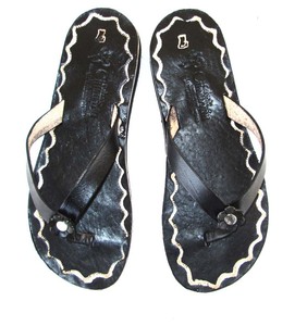 Black Women's Thong Flip Flop Mexican Leather Handmade Sandal Huarache CZ03bk | eBay