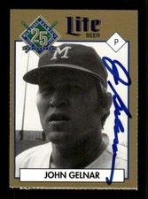 JOHN GELNAR SIGNED 1994 BREWERS MILLER BREWING ON-CARD AUTO - MILWAUKEE
