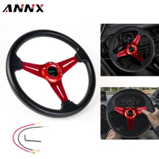 Red Drifting Racing Steering Wheel 340 mm Aluminum 6 Bolt Universal
