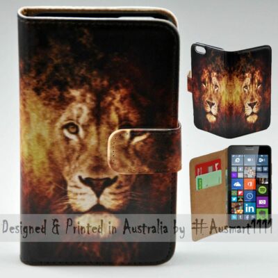 For Nokia Series - Lion Illustration Print Wallet Mobile Phone Case Cover