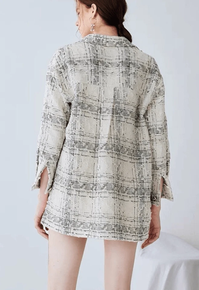 Chaqueta Blazer Angels & Castles Tweed a Cuadros Lana Boucle Mezcla Poliéster Mediana Foto 4 de 4