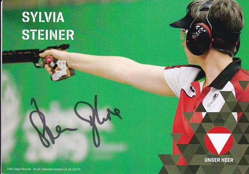 Sylvia STEINER - Österreich, Gold WM 2022 Schiessen, Original-Autogramm! - 第 1/1 張圖片