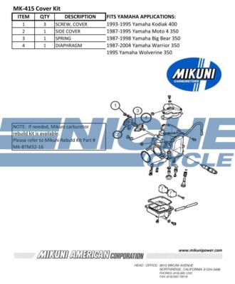 MKYページ Genuine Mikuni BTM32 Air Cut Off Valve Rebuild Kit with Cover for