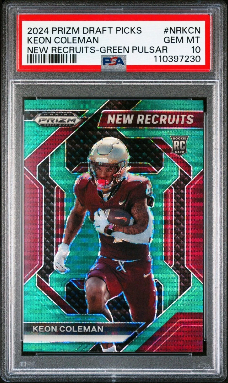 Keon Coleman Panini Prizm Draft Picks New Recruits #NRKCN Green Pulsar