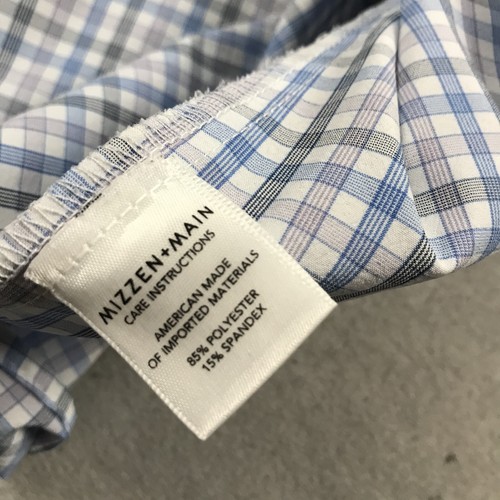 Mizzen and Main Shirt Mens Medium Trim Fit Blue Check Leeward Stretch Made USA - 第 5/9 張圖片