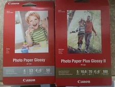 Canon Inkjet Photo Paper Glossy & Glossy II New Sealed 150 Sheets Total 4X6
