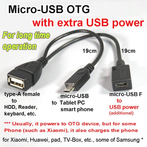 Micro USB Male Female to USB OTG Lead For Samsung Galaxy J3 J5 J7 2017 +Power AU - Picture 3 of 5