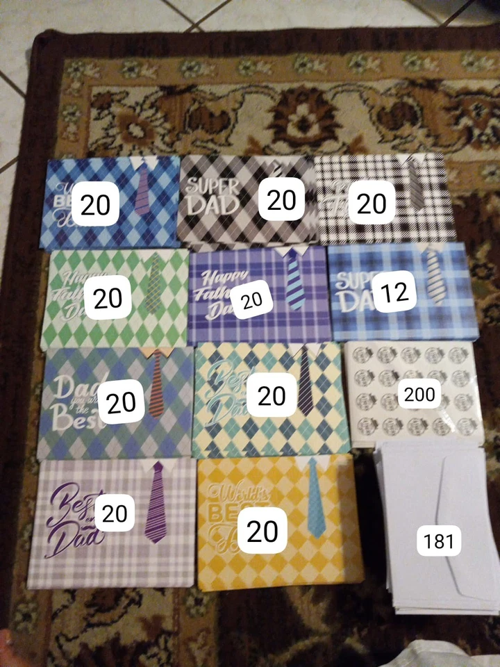 TUPARKA 192 Pack Father's Day Greeting Cards with Envelopes,  Assorted Unique... - Изображение 2 из 2