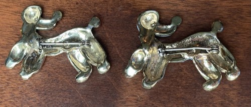Spilla vintage spilla smalto barboncino set strass tono argento blu lucido e carino - Foto 2 di 7