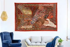 Wall Décor Tapestry Vintage Embroidered Ethnic Beaded Hand work Wall Hanging