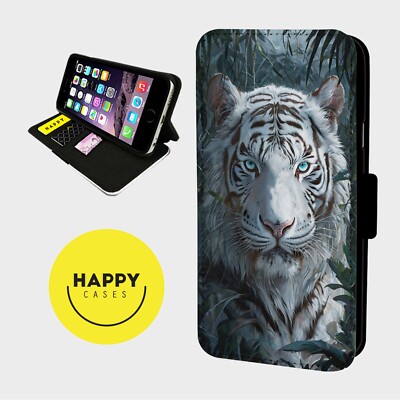 SELTENE WEISSE TIGERBLAUE AUGEN - Kunstleder Klapp Handy Hülle Cover - iPhone/Samsung