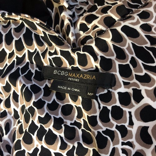 Vestido Vaina Bcbgmaxazria Para Mujer Sin Mangas Estampado Guepardo Cuello en V Cinturón MobWife - Imagen 12 de 12