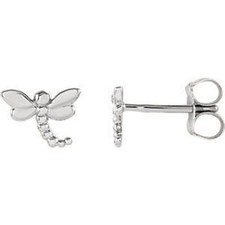 Dragonfly Earrings In 14K White Gold