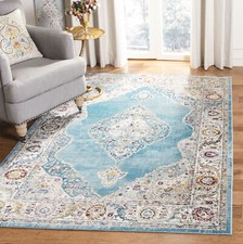 Safavieh Power Loomed Aria Collection Ivory / Navy Area Rugs - ARA116M