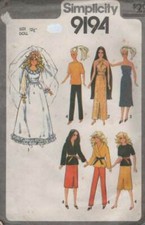 VINTAGE OOP 9194 SIMPLICITY WARDROBE FOR 11 1/2" TO 12 1/2" FASHION DOLL