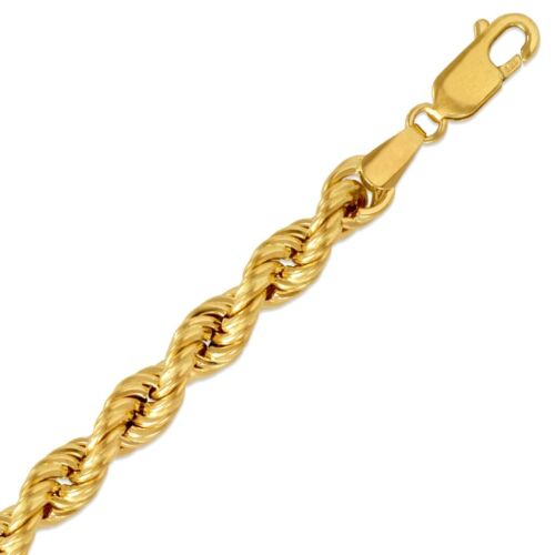 Rope Chain 14K Yellow Gold 2-6.5mm Men Women Hollow Necklace Chain Italy 16"-30" - Picture 10 of 12