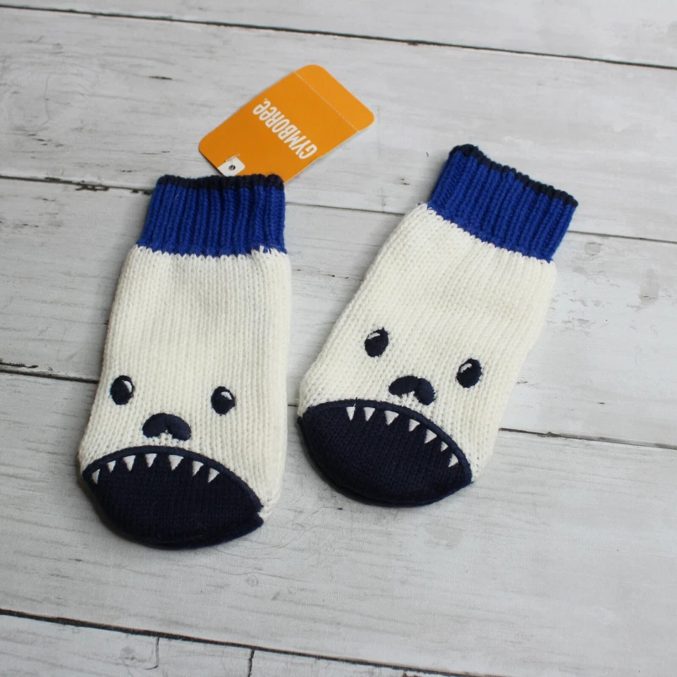Guantes tejidos de invierno Gymboree para niños pequeños talla 2T 3T cachorro perro azul marino blanco Foto 2 de 3