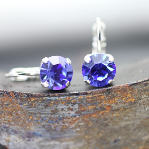 8mm Rhodium Ohrringe mit Swarovski Siam Kristallen, Handgemacht, Brillantschliff - Picture 4 of 72
