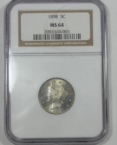 1898 Liberty/"V" Nickel  CERTIFIED NGC MS 64  5c
