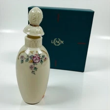 Lenox Porcelain Perfume Bottle with Stopper – Floral Scroll Design – 4.5” w/ Box