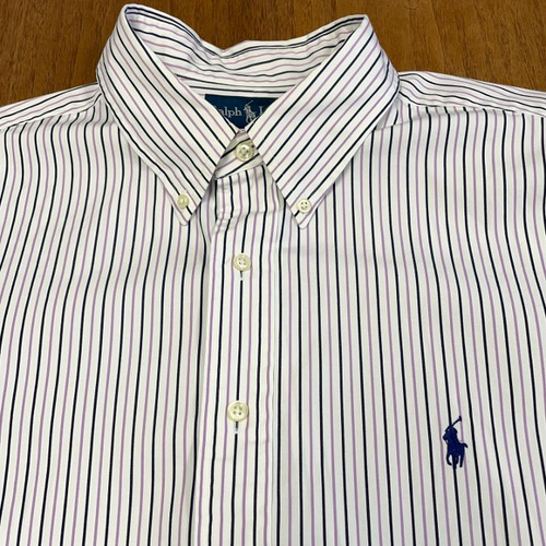 Polo Ralph Lauren Men's Shirt - Purple & Black Stripe - Size XL (17.5x34-35) GUC - Picture 2 of 9