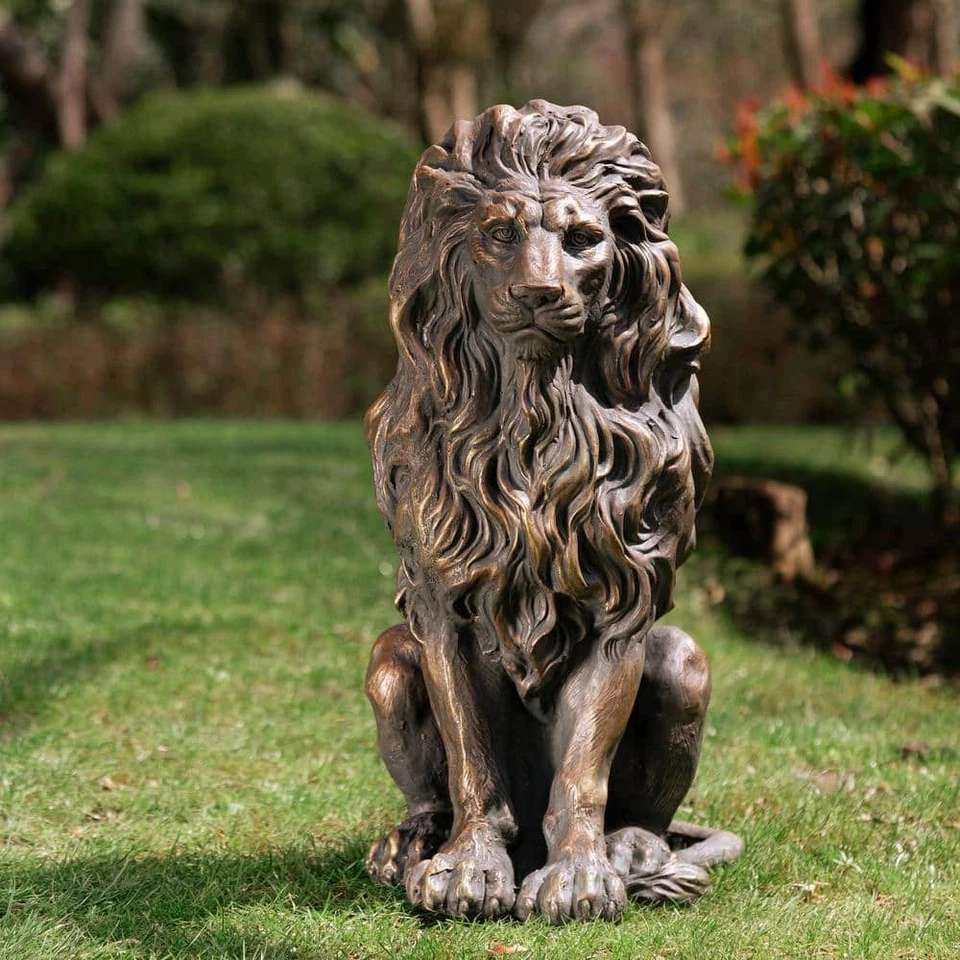 Glitzhome Guardian Sitting Lion Garden Statue 20.5" Elegant N' Sophisticated - Image 2 of 4