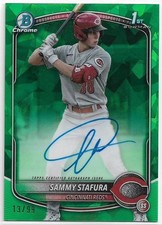 2025 Bowman Sapphire Sammy Stafura #CPS-SS Green Refractor Auto #'d /99 Reds