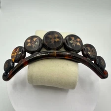 Antique Victorian 1870s Pique "faux" tortoise shell 14kt gold tiara comb top