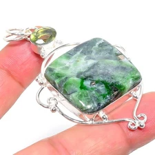 Green Aventurine Gemstone Handmade 925 Sterling Silver Jewelry Pendant  RM-112