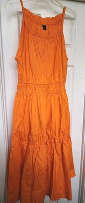 Karen Millen Organic Cotton Shirred Maxi Tiered Dress NWT Sz 8 Orange  Sleeveless | eBay