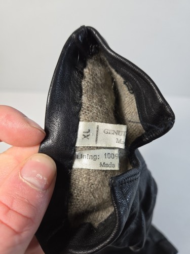 Guanti vintage neri in pelle foderati in cashmere Made in Italy donna XL uomo M - Foto 6 di 7