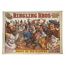 Ringling Bros Army of 50 Clowns 1960 Circus World Museum Vintage Mini Poster