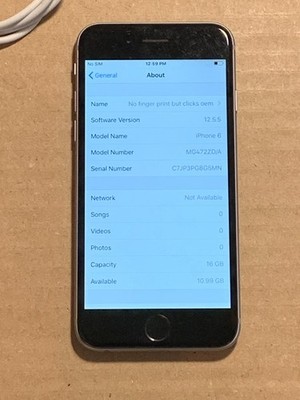 Apple iPhone 6 - 16GB Black (Unlocked) A1586 Read no finger print