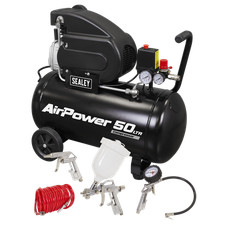 Sealey 50L Direct Drive Air Compressor 2hp with 4pc Air Accessory Kit SAC5020APK