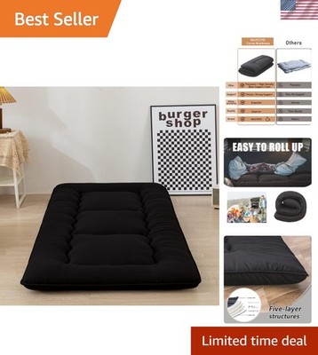 Portable Japanese Floor Futon Mattress - 4'' Thickness with Storage Bag Included