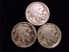 1928-P Fine, 1928-D VG (dark) & 1928-S VG Buffalo Nickels, a (3) Three Coin Lot.