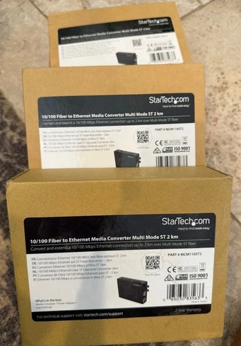 StarTech.com 10/100 Fiber to Ethernet Media Converter Multi Mode ST 2 Km EACH