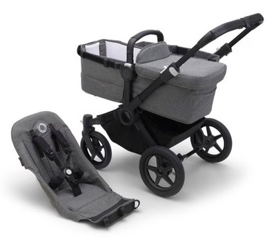 Bugaboo Donkey 5 In Grau Melange,  Geschwisterwagen, Duo
