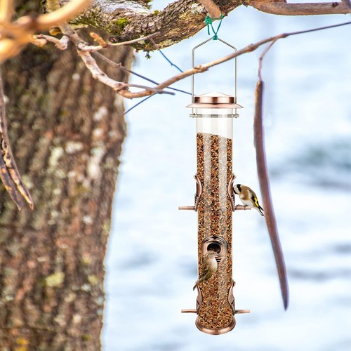 MIXXIDEA Metal Wild Bird Feeder, Squirrel Proof, Hanging 6 Antique Copper - Picture 8 of 9