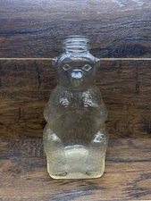 Vintage Snow Crest Beverage Clear Glass Bear Bank Bottle Salem Mass 7” - NO CAP