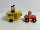 Vintage 1968 Fisher Price Little People Wood Camper #686 Wooden Boy & Dog