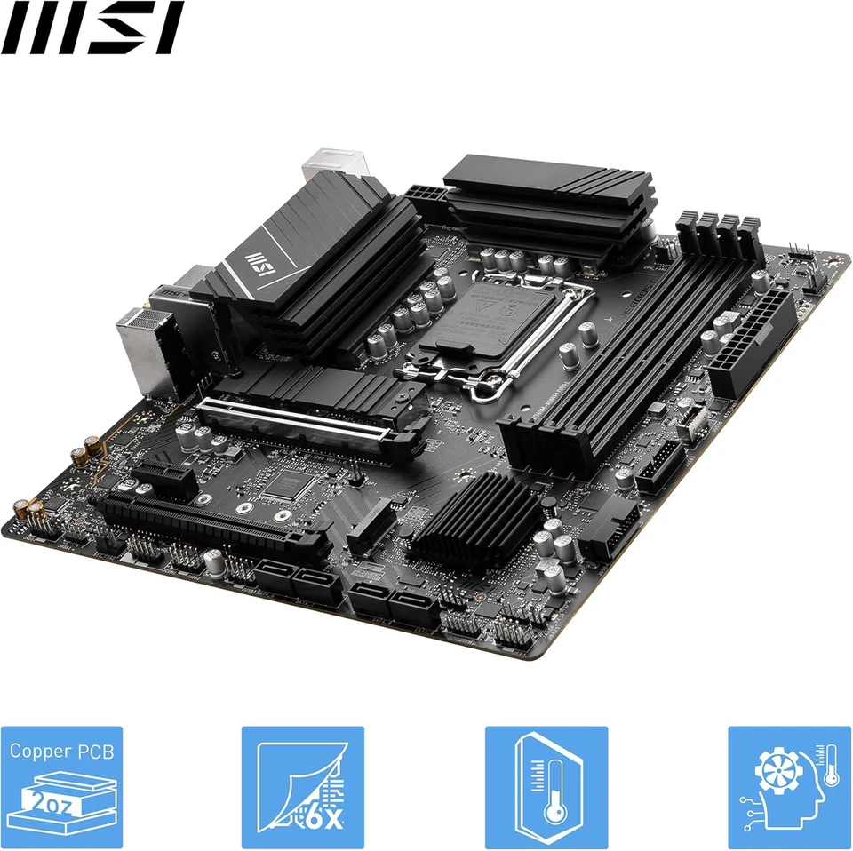 MSI PRO B760M-A WIFI DDR4 Motherboard, Micro-Atx - Supports Intel 12Th & 13Th Ge - Image 4 of 4