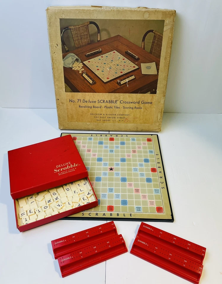 1967 Scrabble Deluxe Edition No 71 Selchow & Righter *missing 1 Tile  Orig. Box - Image 2 of 4