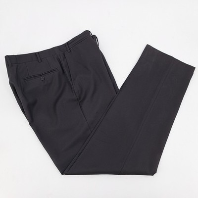 Canali 1934 Mens Black Dress Pants Flat Front Wool Blend Tailored Fit Size 37x31