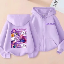 KPop Demon Hunters fashionable childrens zipper hoodie autumn and winter casual
